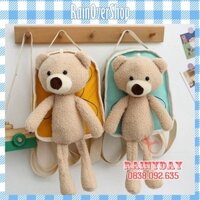 Balo trẻ em cho bé gái đi học mần non mẫu giáo mini nhỏ xinh cute dễ thương vải canvas đính gấu