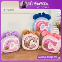 Balo trẻ em,Balo mầm non chữ C phối nơ 34x27x11cm  BL022 |TieuYenKid