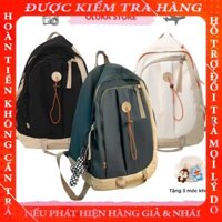 Balo ulzzang basic chống nước cặp nam nữ đi học giá rẻ thời trang Hàn Quốc vải canvas OLUKA STORE  BL034  nhungocort