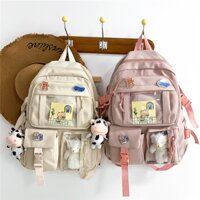 Balo Ulzzang Hàn Quốc Basic Nhiều Ngăn, Balo Nam Nữ Giá Rẻ Thời Trang Đi Học Cute BL09