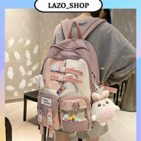 Balo Ulzzang Hàn Quốc Nam Nữ Chống Nước Tốt,Balo Thời Trang Đi Học Màu Pastel Cài Nút Fashion,Lazo Shop