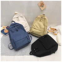 Balo Ulzzang Nhiều Ngăn Vải Đen Trơn Chống Nước Cao Cấp Thời Trang Đi Học, Đi Chơi JM7