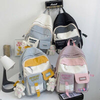 Balo Ulzzang Sunday Hàn Quốc nam nữ thời trang giá rẻ đáng yêu dễ thương basic BAL20 có gấu kèm theo