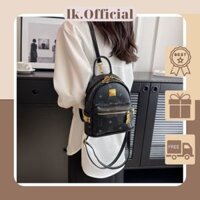 Balo unisex balo nam nữ chất liệu da in chú gấu hai size lớn nhỏ LK508