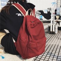 Balo Vải Canvas Basic Trơn Màu Solid Balo Học Sinh Phong Cách Hàn Quốc Đơn Giản