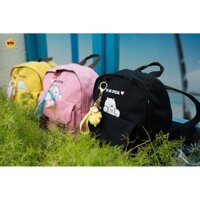 Balo vải canvas hoạ tiết gấu đáng yêu BOM B GẤU ĐIỆU - cho bé trai bé gái đi học mẫu giáo, đi chơi.