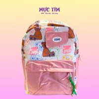 Balo Yzhl màu hồng hoạ tiết gấu
