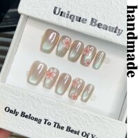 Bấm móng tay thủ công [Tìm kiếm mùa xuân] Spring Hot Pure Hand-Weared Nail Fresh Hand-Painted Small Flower High-End Làm móng tay có thể tháo rời