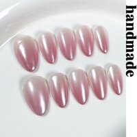 Bấm vào móng tay handmade Đeo móng tay Pure Desire Nhỏ Tươi Ngắn Phong Cách Làm Móng Tay Miếng Dán Châu Âu Mỹ Đơn Giản Aurora Móng Tay Hạnh Nhân Hình Thành Móng Tay Giả