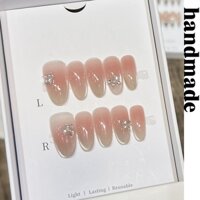 Bấm vào móng tay handmade [Soft Light Butterfly Kiss] handmade Đeo móng tay Small Fresh Pure Desire Blush Cat 's Eye Phong cách Pháp Nhấp nháy Zircon Diamond Làm móng tay mảnh hoàn thiện Móng tay giả