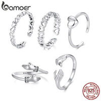 Bamoer 925 Nhẫn Bạc Tình Yêu Ôm Bộ Sưu Tập Trang Sức Thời Trang Quà Tặng Nữ