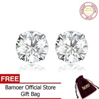 Bamoer Hot Bán Cơ Bản Đám Cưới Khuyên Nụ Màu Bạc Trơn 925 Đá Cubic Zirconia Trong Suốt 7 Mm Phụ Nữ Tuyên Bố Trang Sức BSE166 LazadaMall