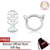 Bamoer Miễn Phí Vận Chuyển Chính Hãng 925 Sterling Mèo Bạc Con Mèo Nhỏ & Khuyên Nụ Cá Cho Phụ Nữ Brincos Đồ Trang Sức Tinh Xảo Brincos Sce128 LazadaMall