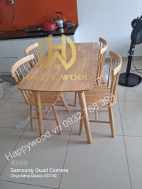 Bàn ăn 1m2 tự nhiên mẫu ghế song tiện