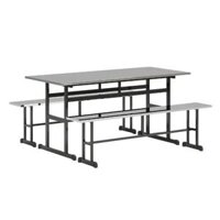 Bàn ăn BA05 gồm 2 băng ghế inox sáng đẹp không lo rỉ sét