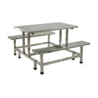 Bàn ăn BA06I gồm 2 băng ghế inox có thể gấp lại khi không dùng