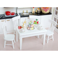 Bàn ăn bằng gỗ hiện đại 1: 12 kèm 4 ghế cho ngôi nhà búp bê thu nhỏ