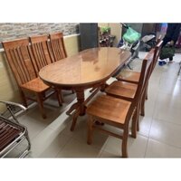 bàn ăn bầu dục gỗ xoan ta