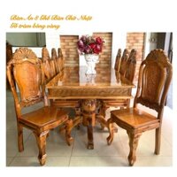 Bàn Ăn Cao Cấp Vuông or Oval Chân Trụ 8 Ghế