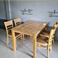 Bàn ăn cơm 4 ghế, bàn ăn cabin gỗ cau su màu đương nhiên - hàng ship nhanh kv hcm - bình dương - NỘI THẤT NGỌC MAI