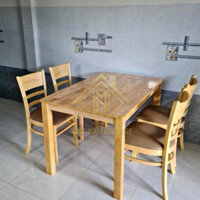 Bàn ăn cơm 4 ghế, bàn ăn cabin gỗ cau su màu tự nhiên - hàng ship nhanh kv hcm - bình dương