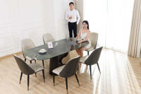 Bàn ăn đẹp màu xanh lục bảo độc bản  3186
