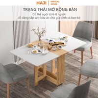 Bàn ăn điều chỉnh kích thước thông minh tiết kiệm diện tích, Bàn ăn HAJI bánh xe di chuyển dễ dàng màu sắc thời thượng97