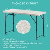 Bàn ăn gấp gọn khung thép điều chỉnh độ cao, Bàn gấp thông minh xếp gọn ngoài trời cho cafe làm việc ban công dã ngoại