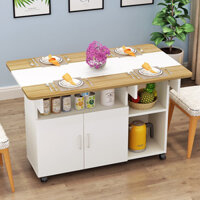 Bàn ăn gấp gọn thông minh có bánh xe di chuyển, kèm kệ để đồ đa năng tiện lợi decor phòng IGA- GP286.13