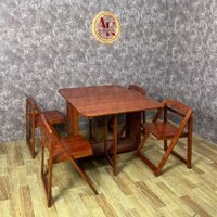 Bàn Ăn Gấp Gọn Thông Minh Màu Đỏ Gỗ Cao Su Tự Nhiên Giá Tốt