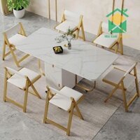 Bàn ăn gấp gọn thông minh khung thép ghế đệm