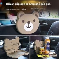 Bàn ăn gấp hoạt hình cho trẻ em - đĩa gắn trên xe, giá đỡ cốc nước và đồ uống, ngăn chứa đồ ở ghế sau cho xe hơi