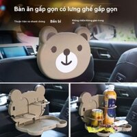 Bàn ăn gấp hoạt hình cho trẻ em - đĩa gắn trên xe, giá đỡ cốc nước và đồ uống, ngăn chứa đồ ở ghế sau cho xe hơi