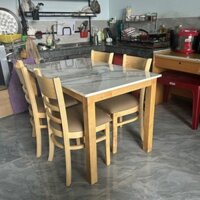 Bàn ăn giả đá 4 ghế, bàn ăn 1m2 đặt chung cư - bàn ăn chuẩn hàng xuất khẩu - bh 1 năm