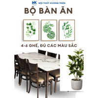 BÀN ĂN GỖ CAO SU TỰ NHIÊN 4 GHẾ, 6 GHẾ GỌN NHẸ CHO KHÔNG GIAN BẾP