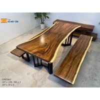 Bàn Ăn Gỗ Me Tây, Bàn Cafe Gỗ Me Tây, Bàn K3 Gỗ Me Tây  Nguyên Tấm Dài 1,97m Rộng 90cm Dày 5cm