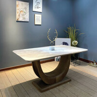 Bàn Ăn Gỗ Sồi Mặt Đá Cẩm Thạch 1m6 Nhập Khẩu