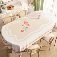Bàn ăn hình bầu dục Vải có thể giặt được Tấm bảo vệ máy tính để bàn chống thấm nước có cảm giác cao cấp Hoa nở Bàn nhựa Pvc