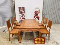 Bàn ăn hoàng gia kết hợp 6 ghế hiện đại gỗ hương đá (Anh Tân, Hải Dương)