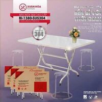 BÀN ĂN INOX 304 XUÂN HÒA MẶT CHỮ NHẬT BI-1380-SUS304