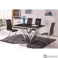 Bàn Ăn Inox Cao Cấp Mặt Kính Cường Lực Nhập HHP-BA292-14 Hiện Đại