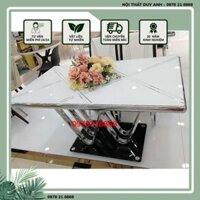 Bàn Ăn Inox Mặt Kính Cường Lực DA-BA188-14 Hiện Đại