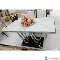 Bàn Ăn Inox Mặt Kính Cường Lực HHP-BA188-14 Hiện Đại