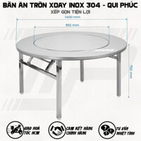 Bàn Ăn Inox Tròn Xoay Gấp Gọn Tiện Lợi - Bàn Ăn Tròn Inox 304 Có Vòng Xoay Thức Ăn - Bàn Ăn Tròn Xoay Thông Minh