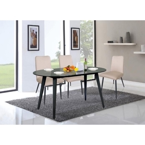 Bàn ăn khung thép mặt kính đẹp B59 + 4G59