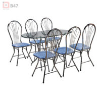 Bàn Ăn Kính Mặt Oval B47