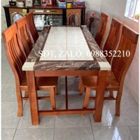 Bàn ăn mặt đá 6 ghế gỗ sồi 1M4-1M6 -1M8  ( FREESHIP Hà Nội 50 KM )