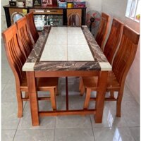 Bàn ăn mặt đá 6 ghế gỗ sồi 1M4-1M6 -1M8  ( FREESHIP HCM 50 KM )