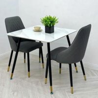 Bàn Ăn Mặt Đá Cẩm Thạch Chân Sắt Bọc Núm Mạ Vàng KS-BA004
