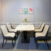Bàn ăn mặt đá Ceramic bóng chân chữ U kết hợp ghế Molly, bàn ăn mặt đá 4 ghế 6 ghế 8 ghế - Bàn 1m8 8 ghế
